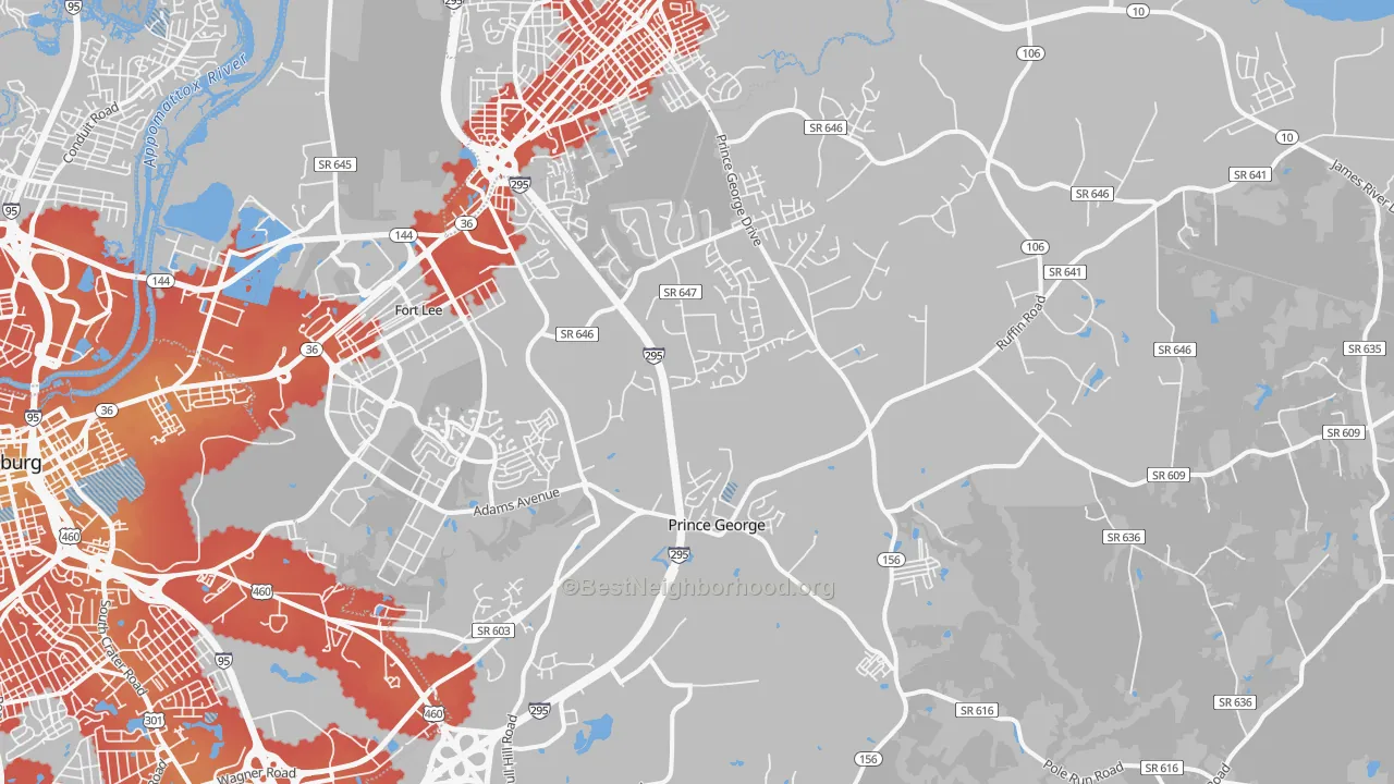 Transit Grade map of Prince George, VA