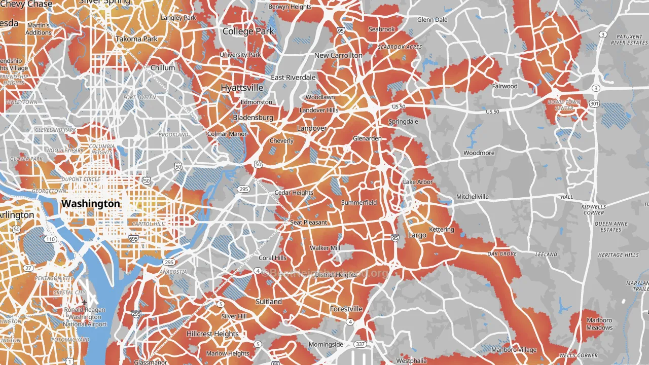 Transit Grade map of Prince George's County, MD