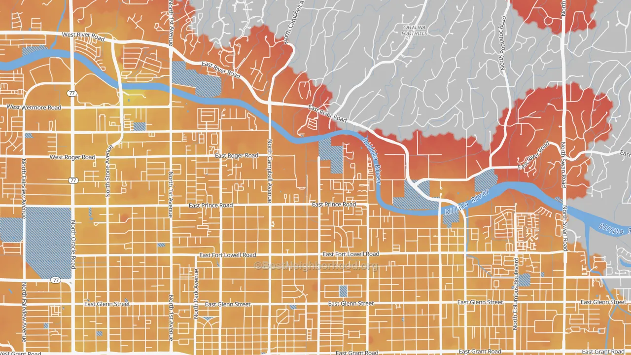 Transit Grade map of Prince Tucson, Tucson, AZ