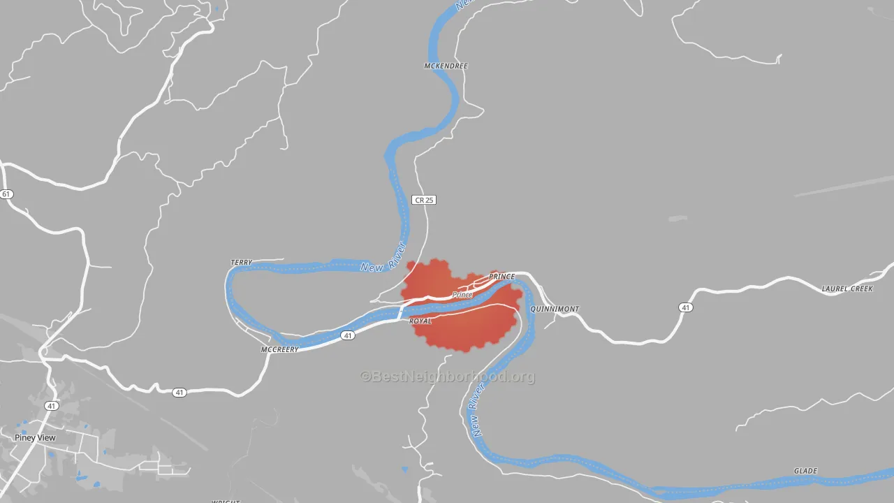 Transit Grade map of Prince, WV