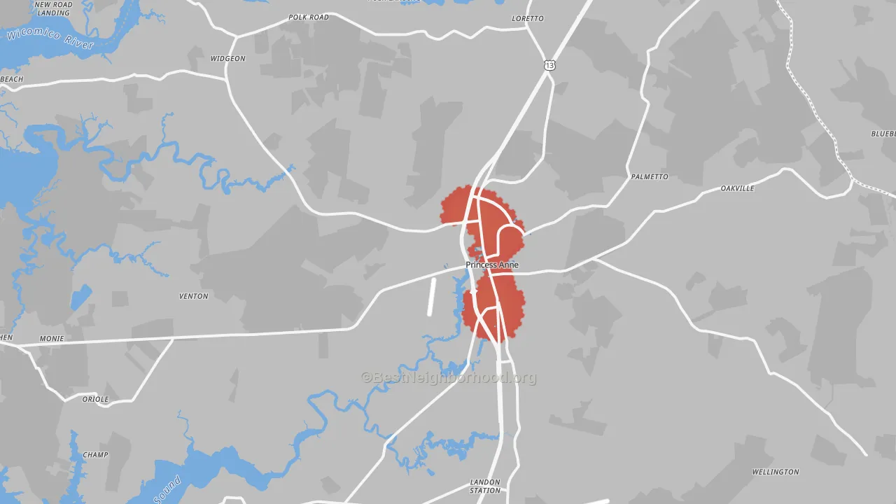 Transit Grade map of Princess Anne, MD