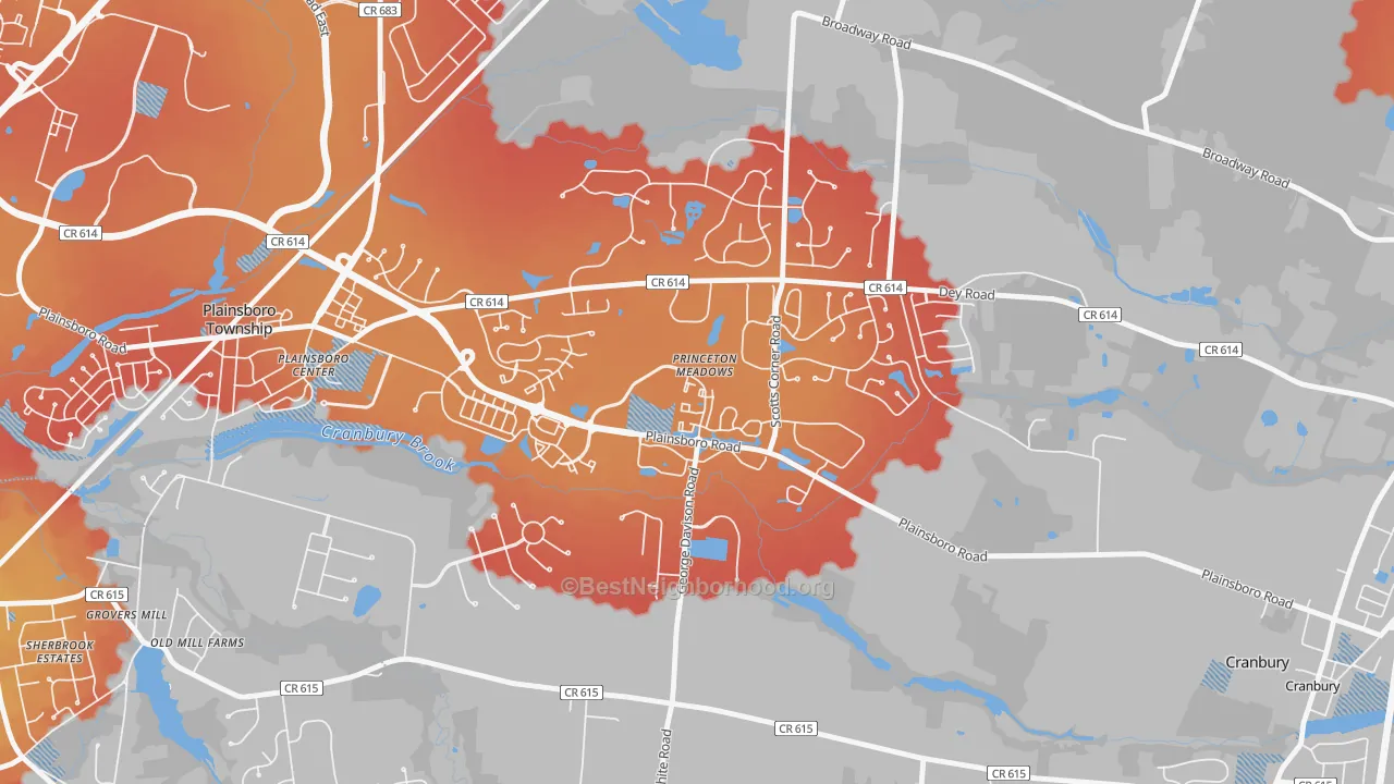 Transit Grade map of Princeton Meadows, NJ