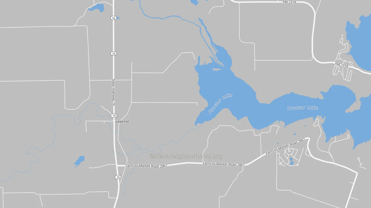 Transit Grade map of Proctor, TX