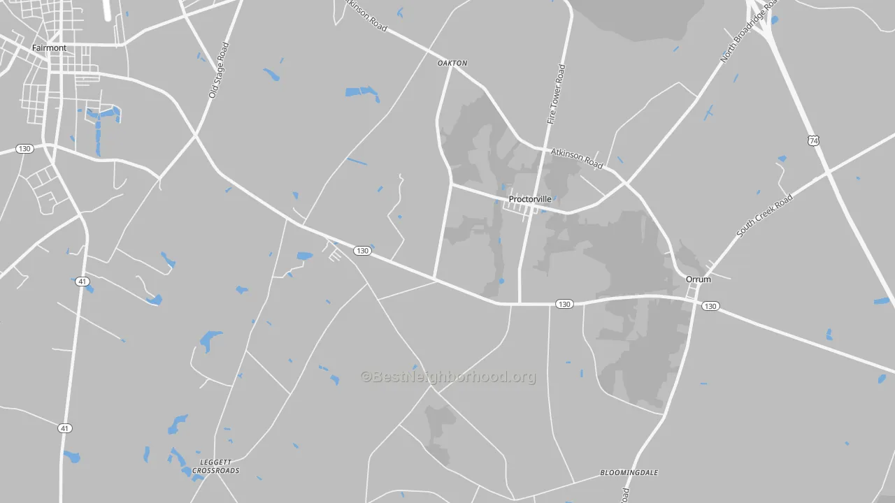 Transit Grade map of Proctorville, NC