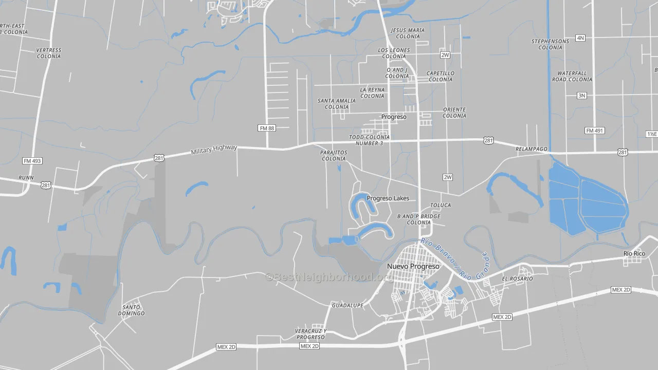 Transit Grade map of Progreso Lakes, TX
