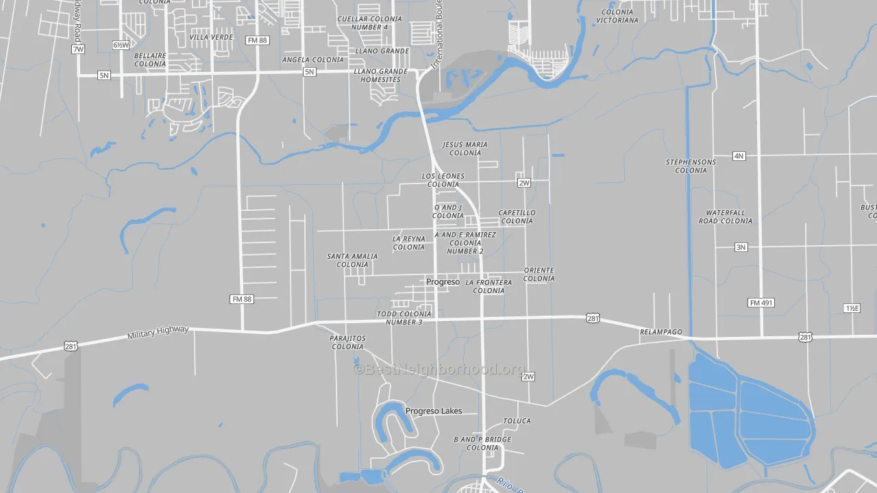 Transit Grade map of Progreso, TX
