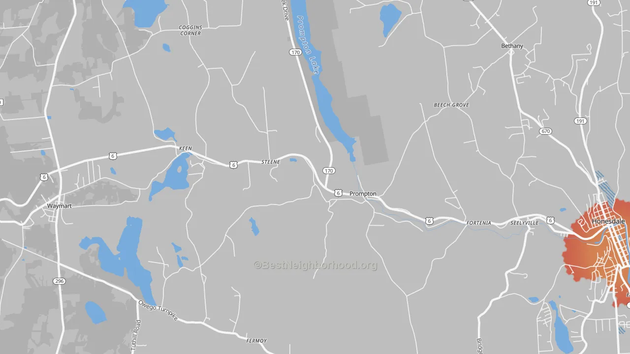 Transit Grade map of Prompton, PA
