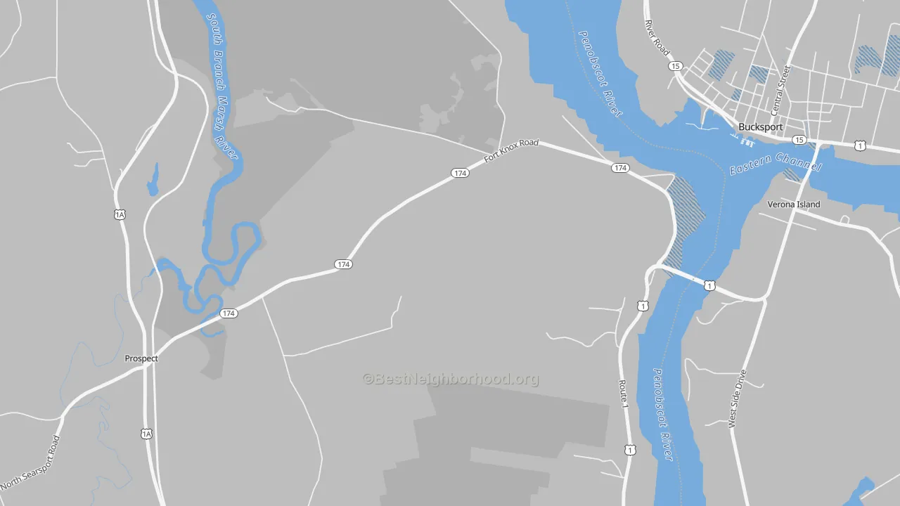 Transit Grade map of Prospect Ferry, ME