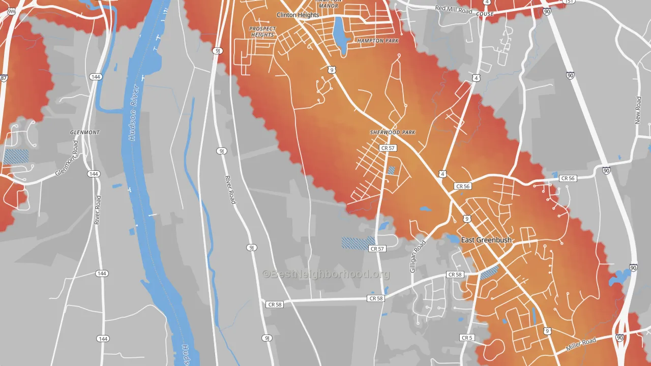 Transit Grade map of Prospect Heights, NY