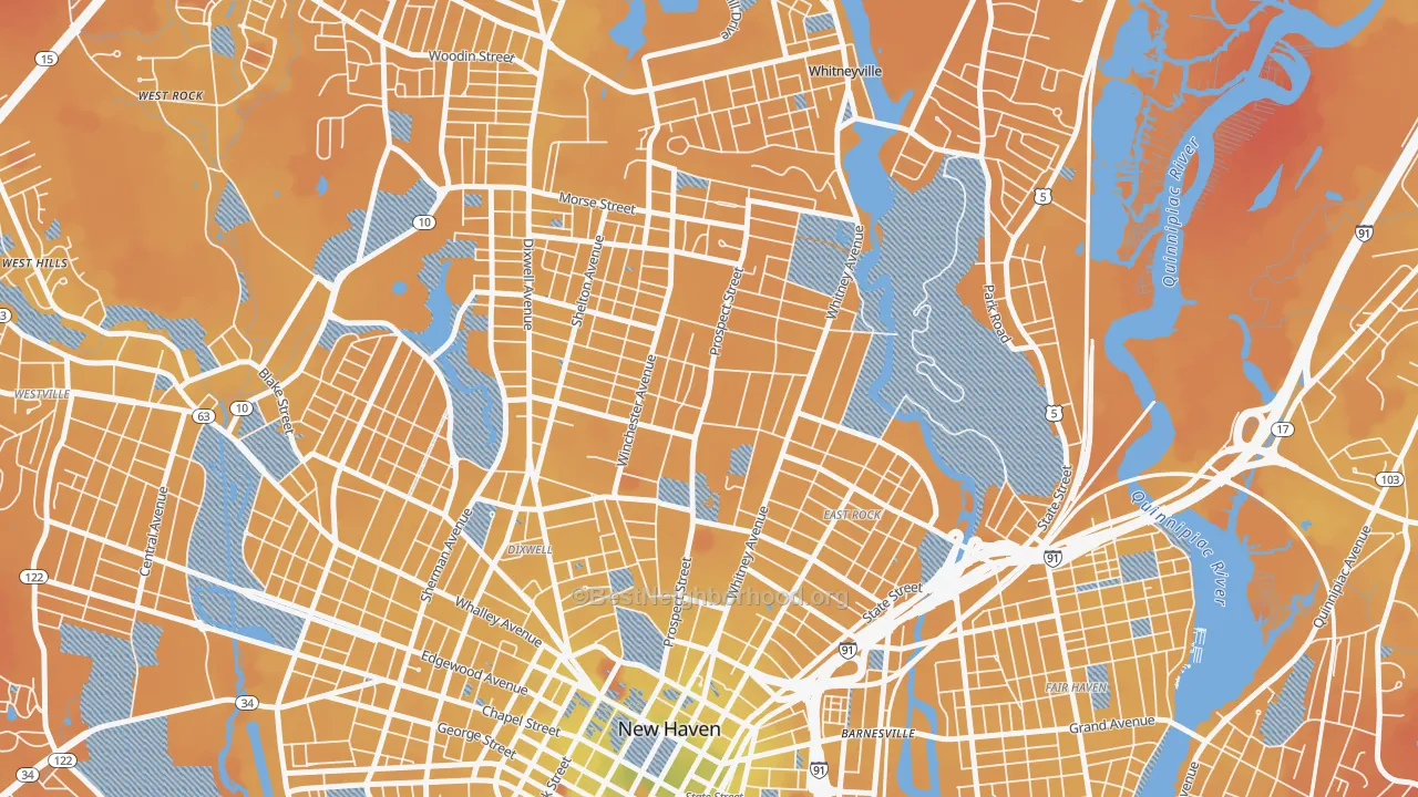Transit Grade map of Prospect Hill, New Haven, CT