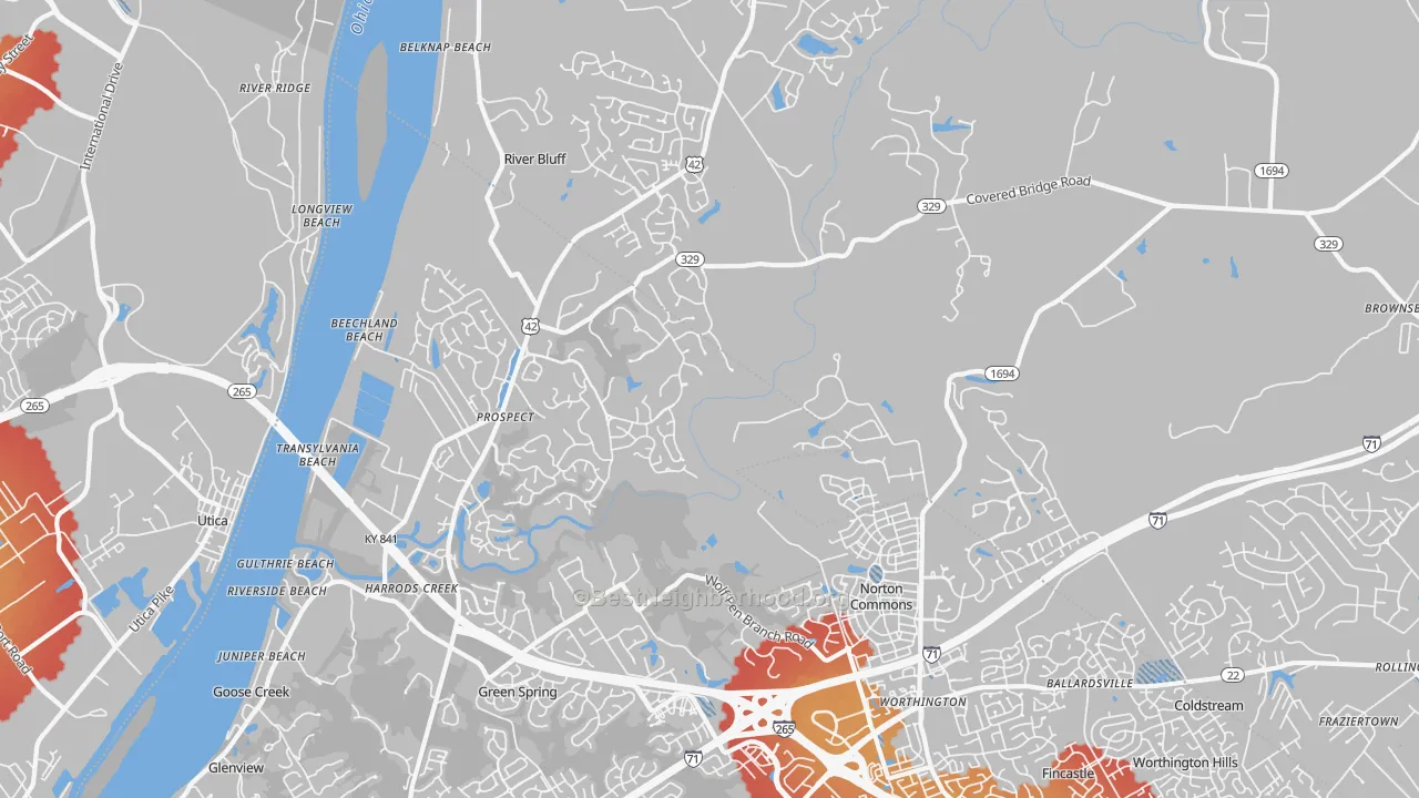 Transit Grade map of Prospect, KY