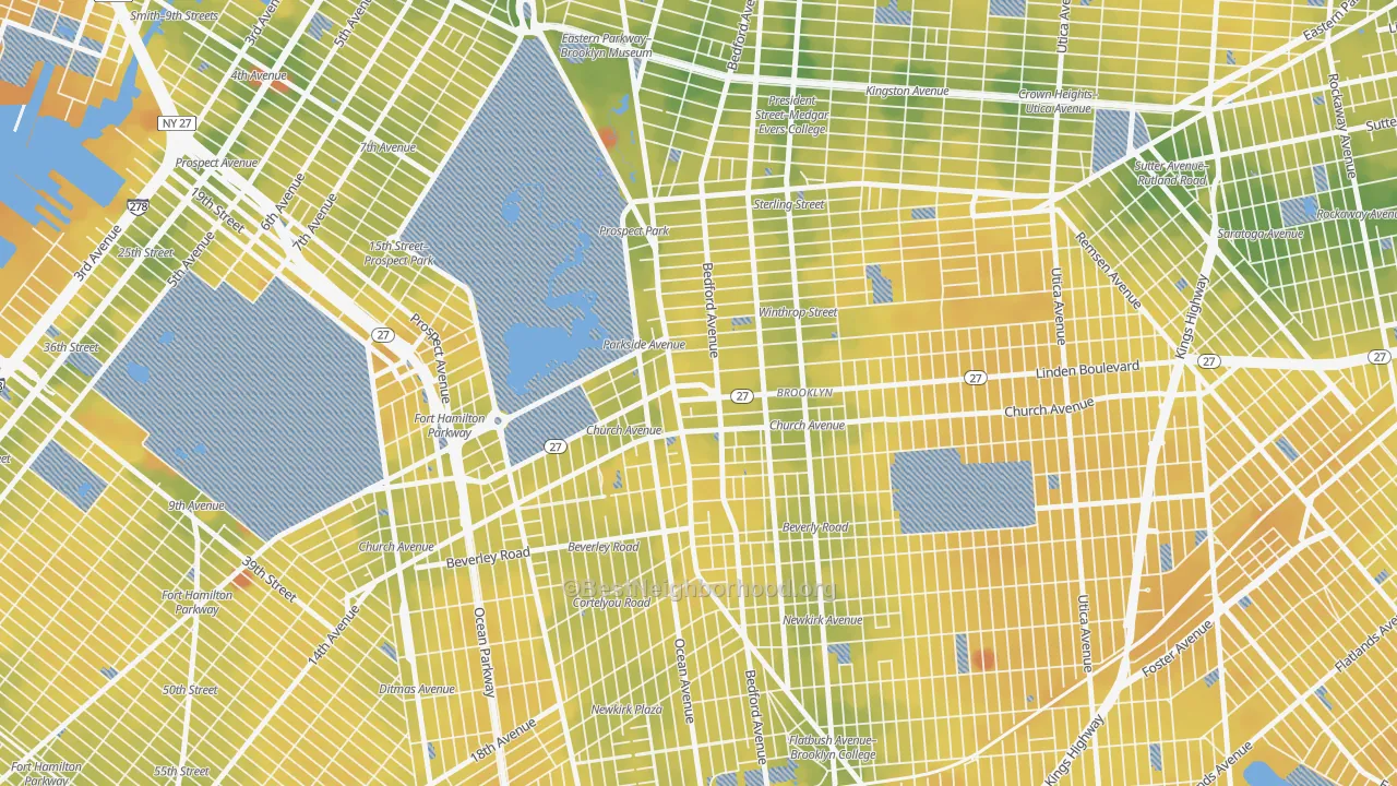 Transit Grade map of Prospect Lefferts Gardens, Brooklyn, NY