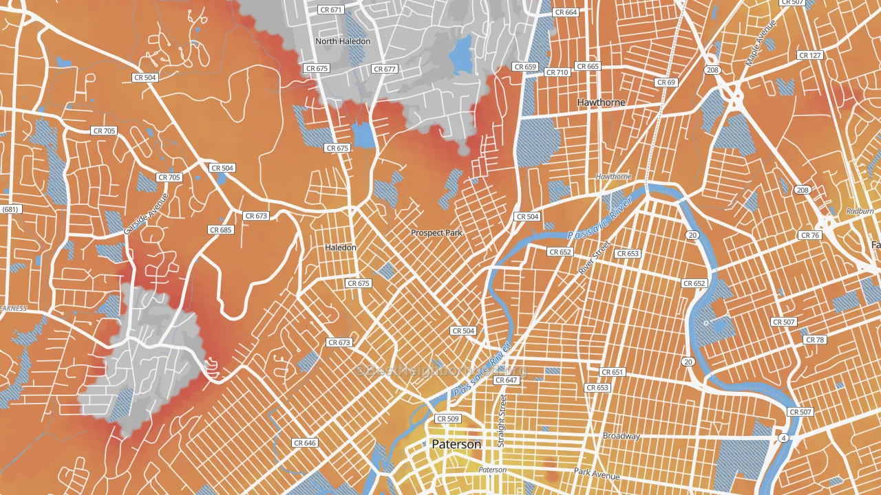 Transit Grade map of Prospect Park, NJ