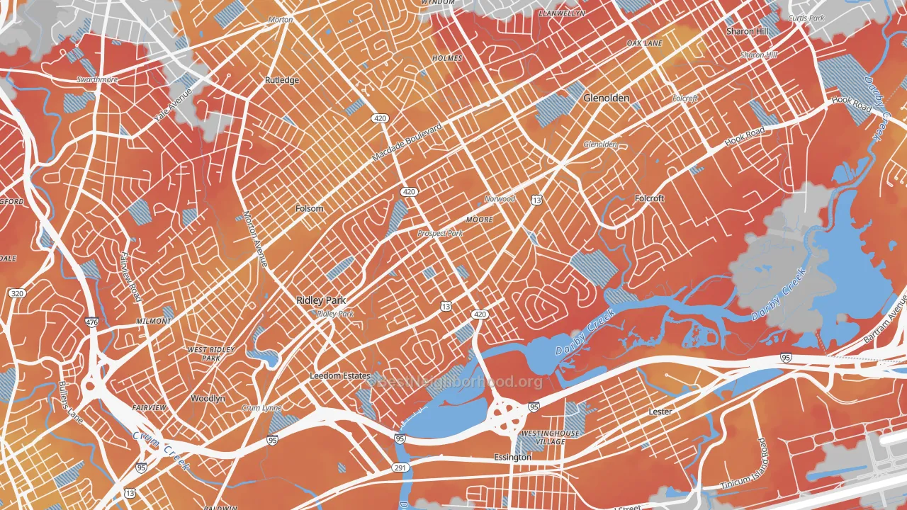 Transit Grade map of Prospect Park, PA