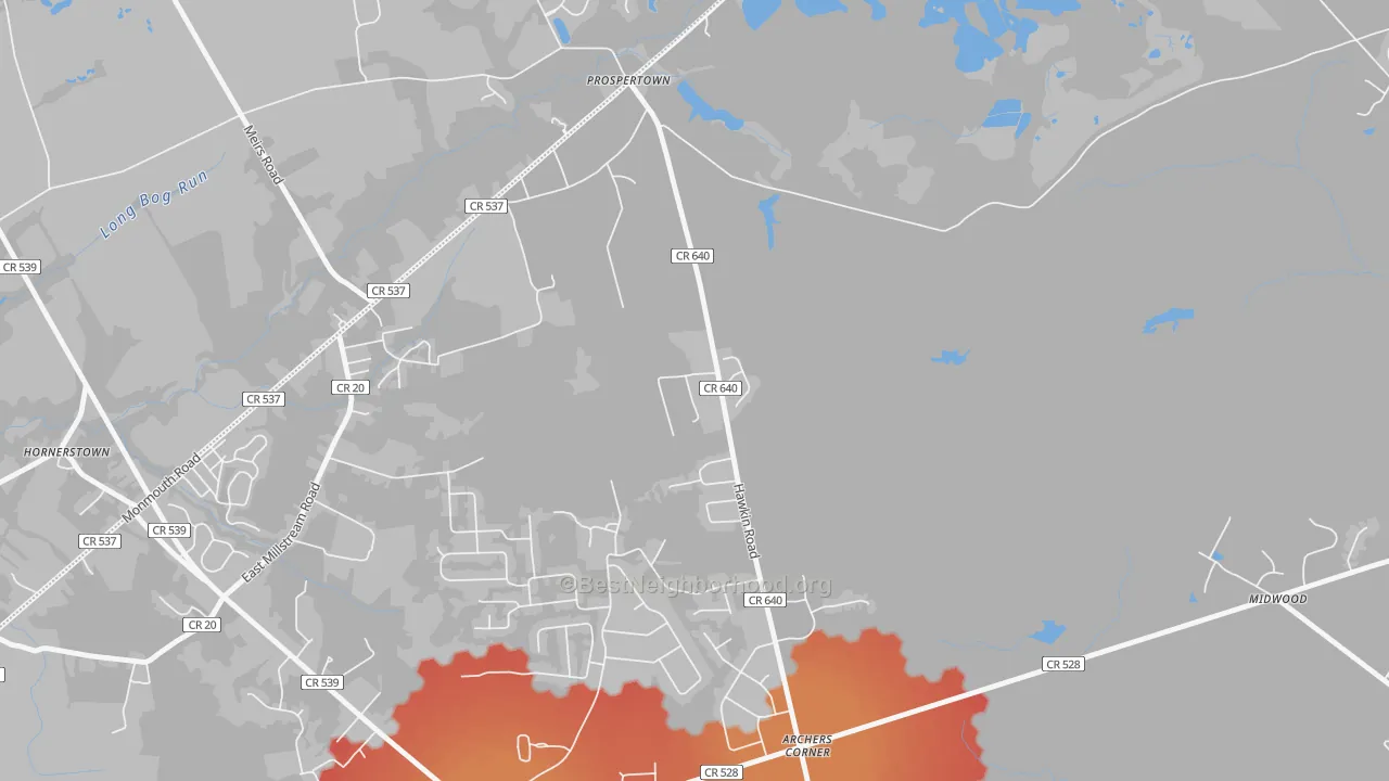 Transit Grade map of Prospertown, NJ