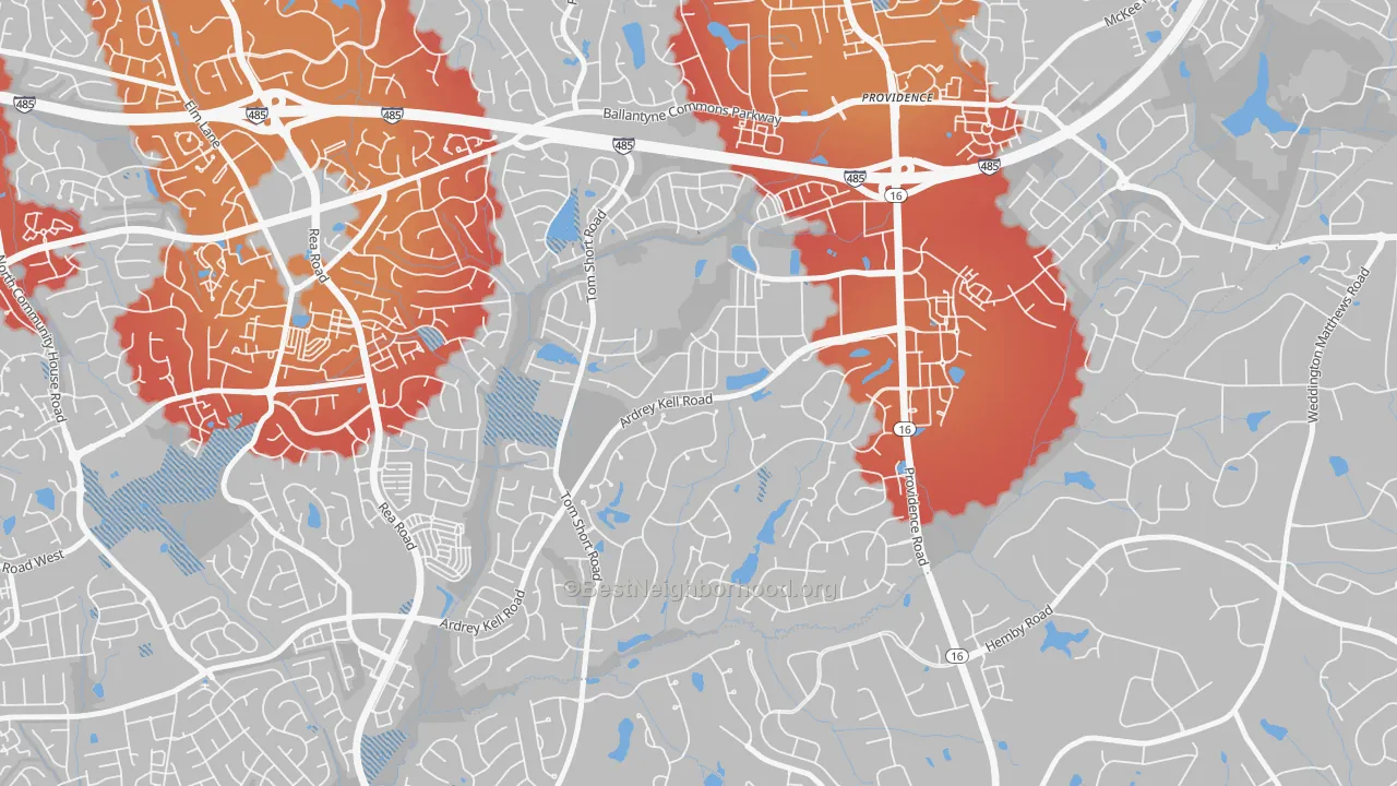 Transit Grade map of Providence Crossing, Charlotte, NC