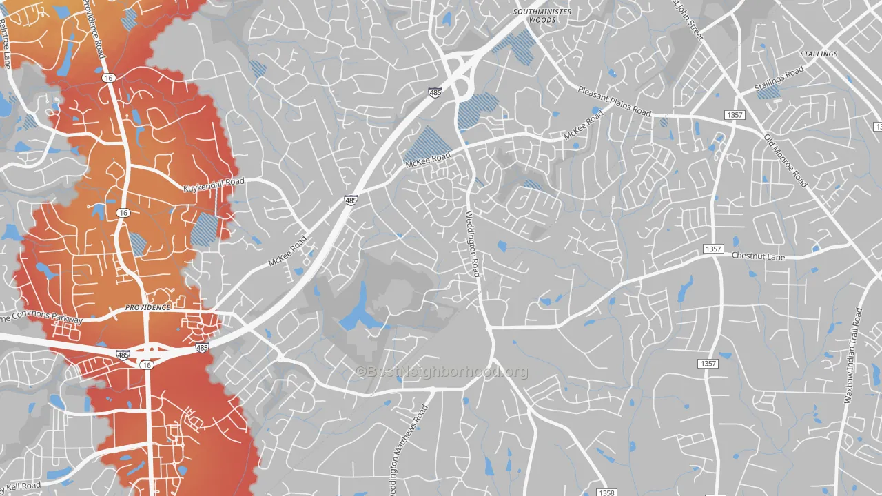 Transit Grade map of Providence Estates East, Matthews, NC