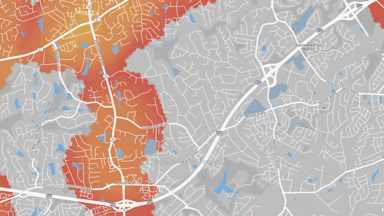 Transit Grade map of Providence Plantation, Charlotte, NC