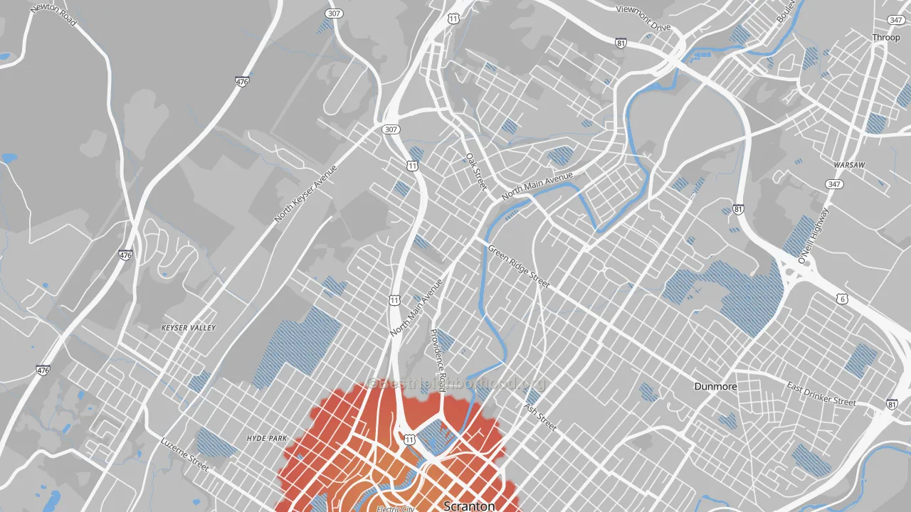 Transit Grade map of Providence, Scranton, PA