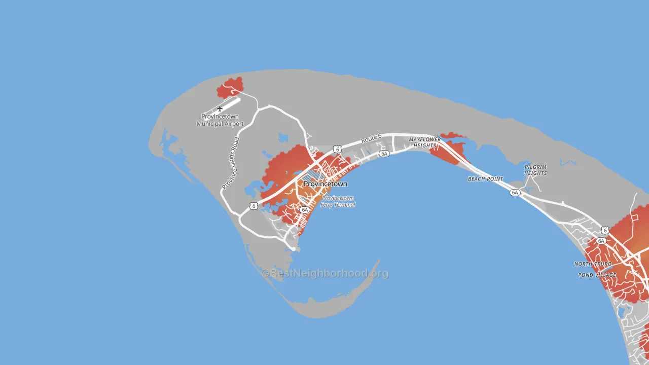 Transit Grade map of Provincetown, MA