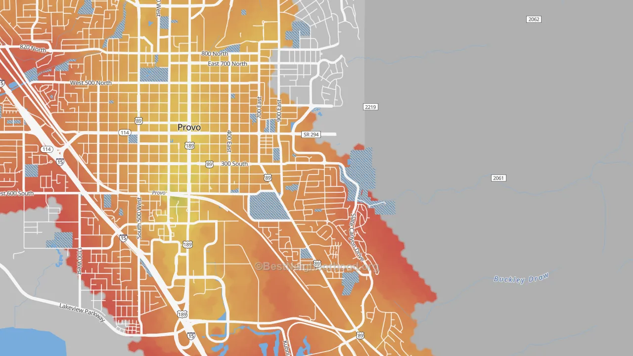 Transit Grade map of Provost, Provo, UT