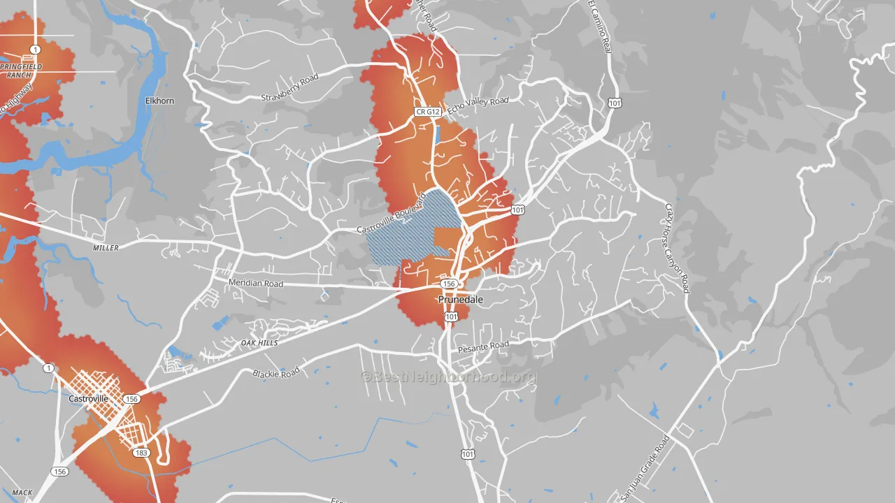 Transit Grade map of Prunedale, CA