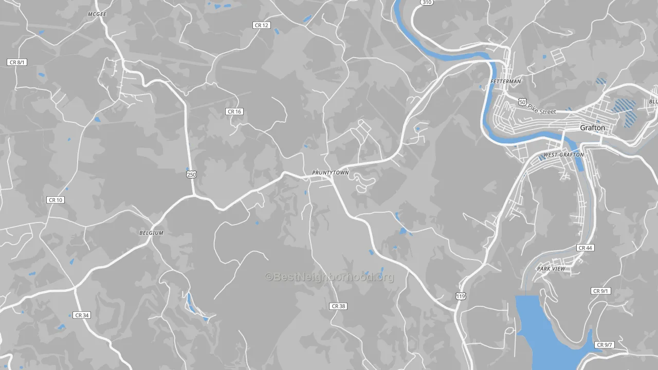 Transit Grade map of Pruntytown, WV