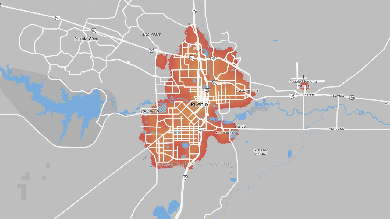 Transit Grade map of Pueblo, CO