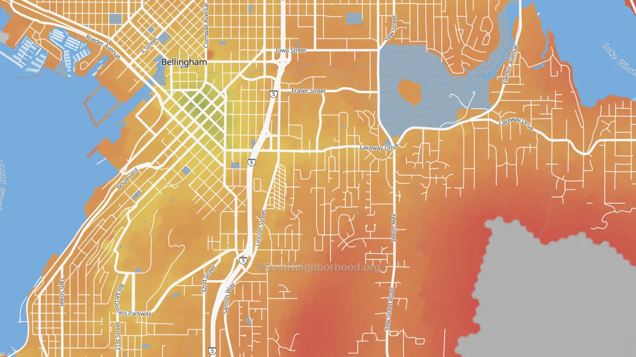 Transit Grade map of Puget, Bellingham, WA
