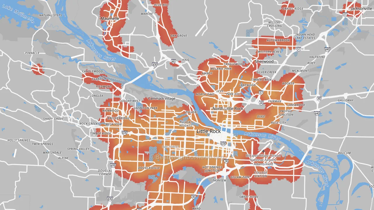 Transit Grade map of Pulaski County, AR