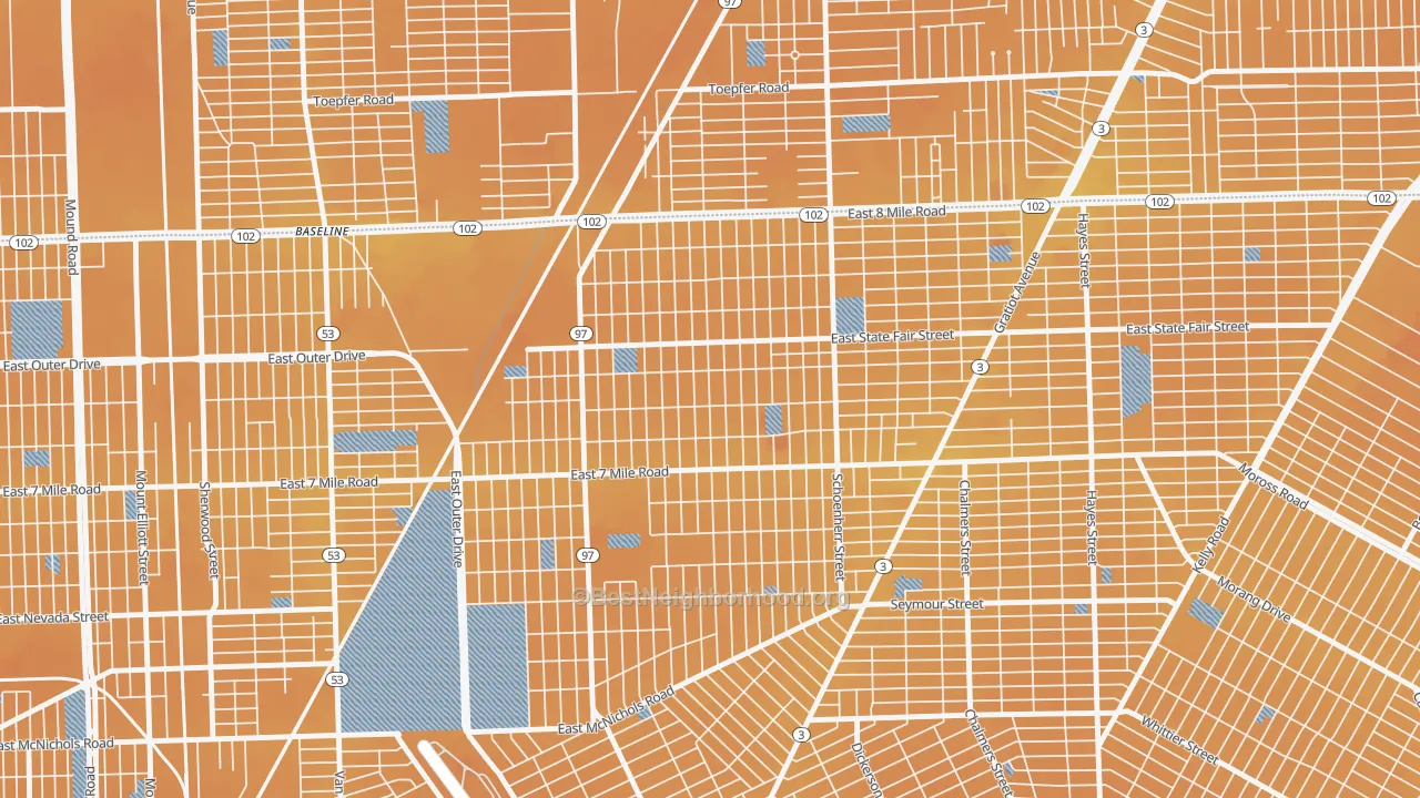 Transit Grade map of Pulaski, Detroit, MI