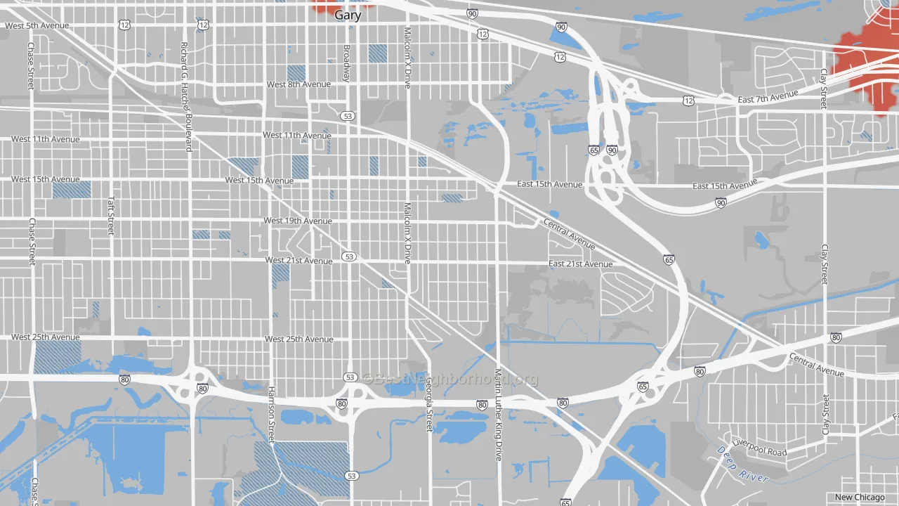 Transit Grade map of Pulaski, Gary, IN