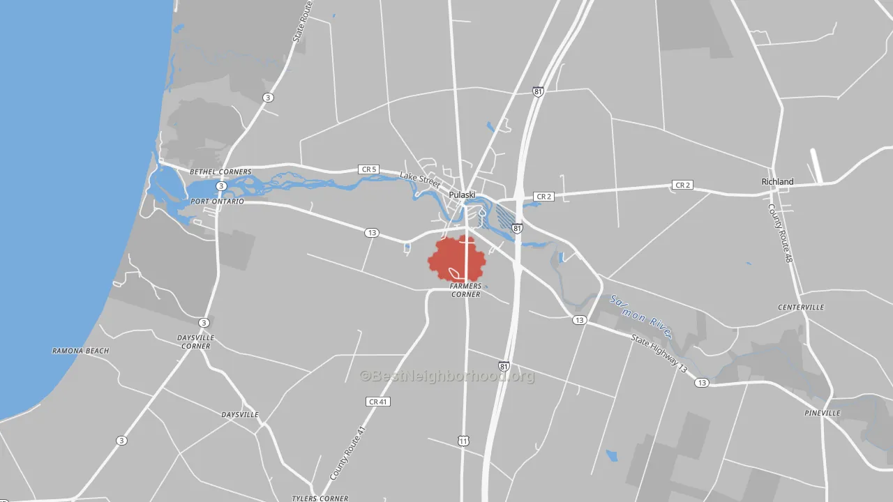 Transit Grade map of Pulaski, NY