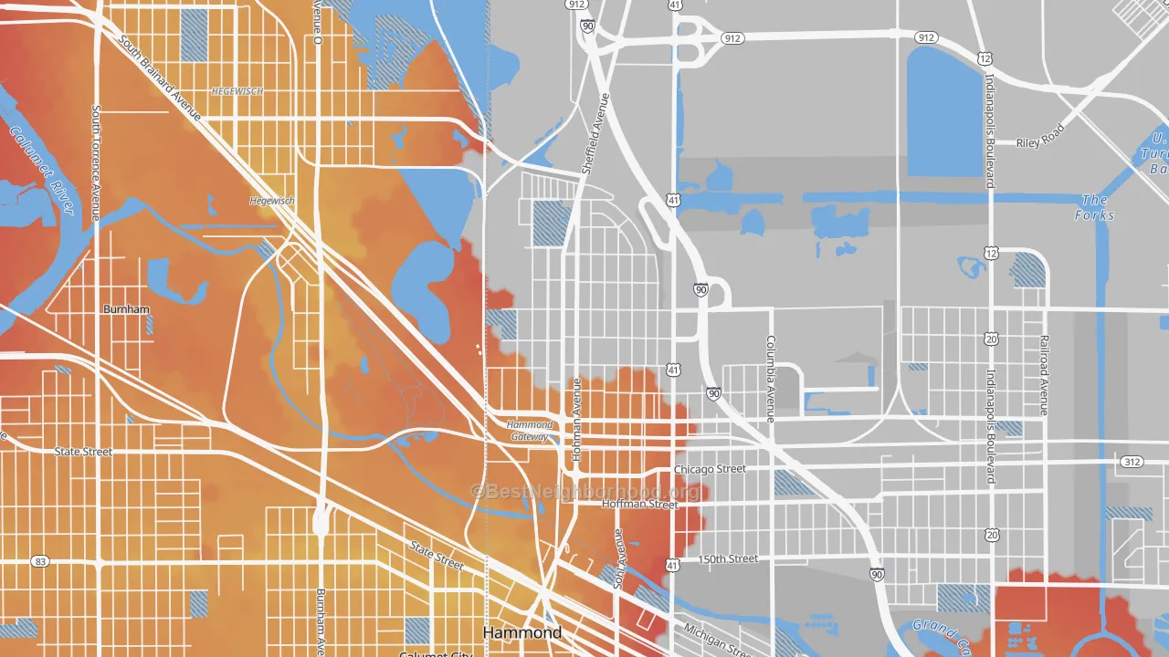 Transit Grade map of Pulaski Park, Hammond, IN
