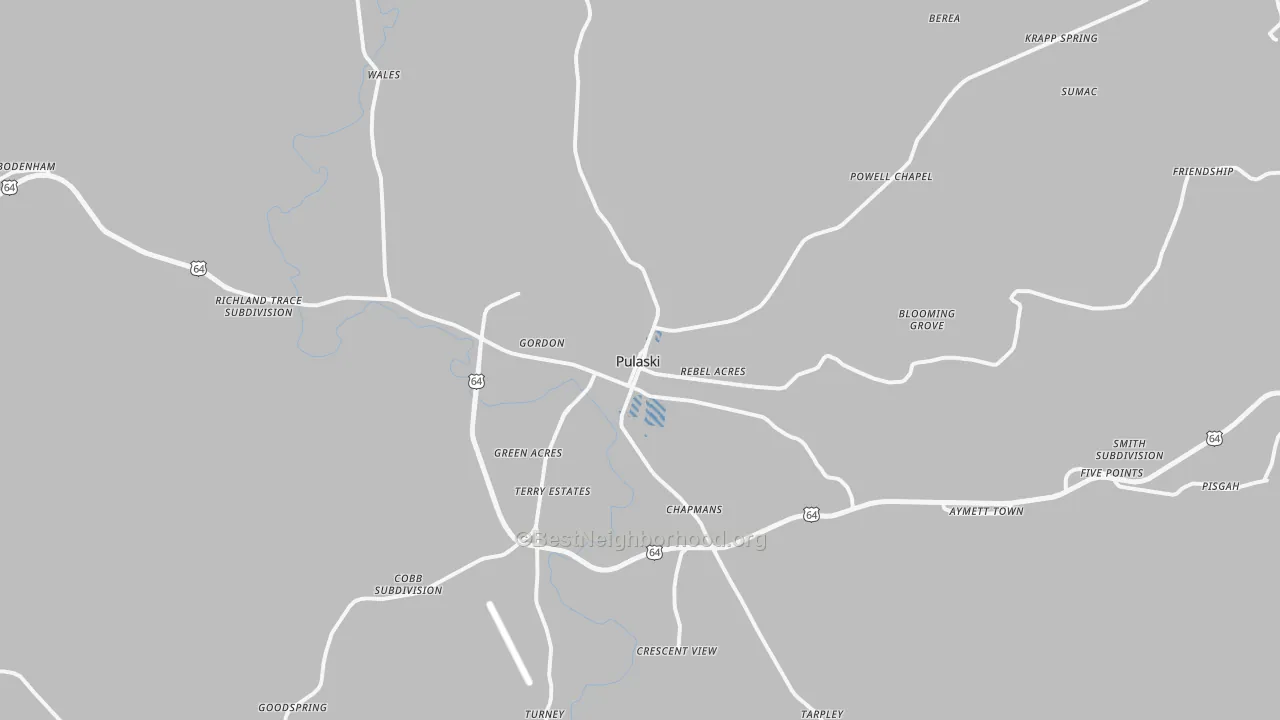 Transit Grade map of Pulaski, TN