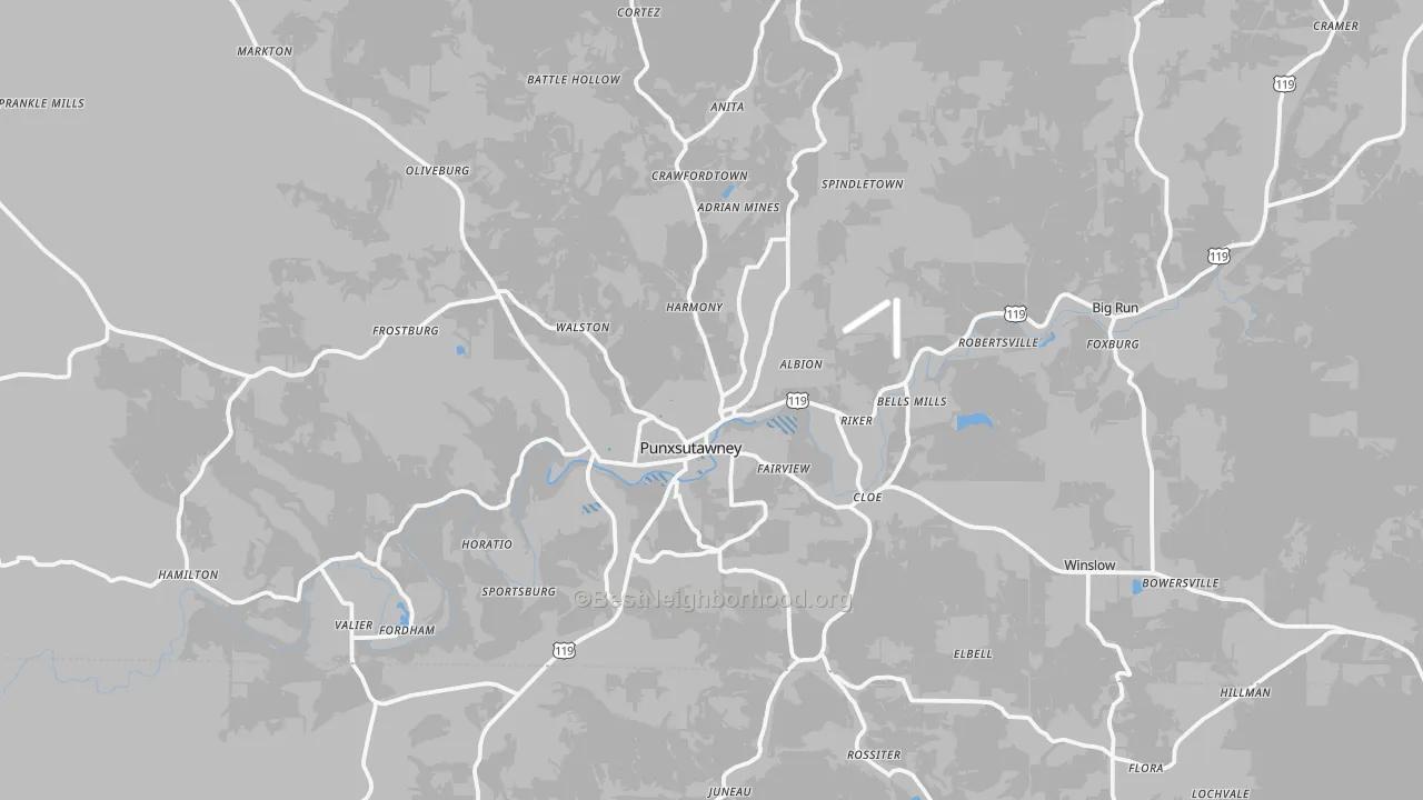 Transit Grade map of Punxsutawney, PA