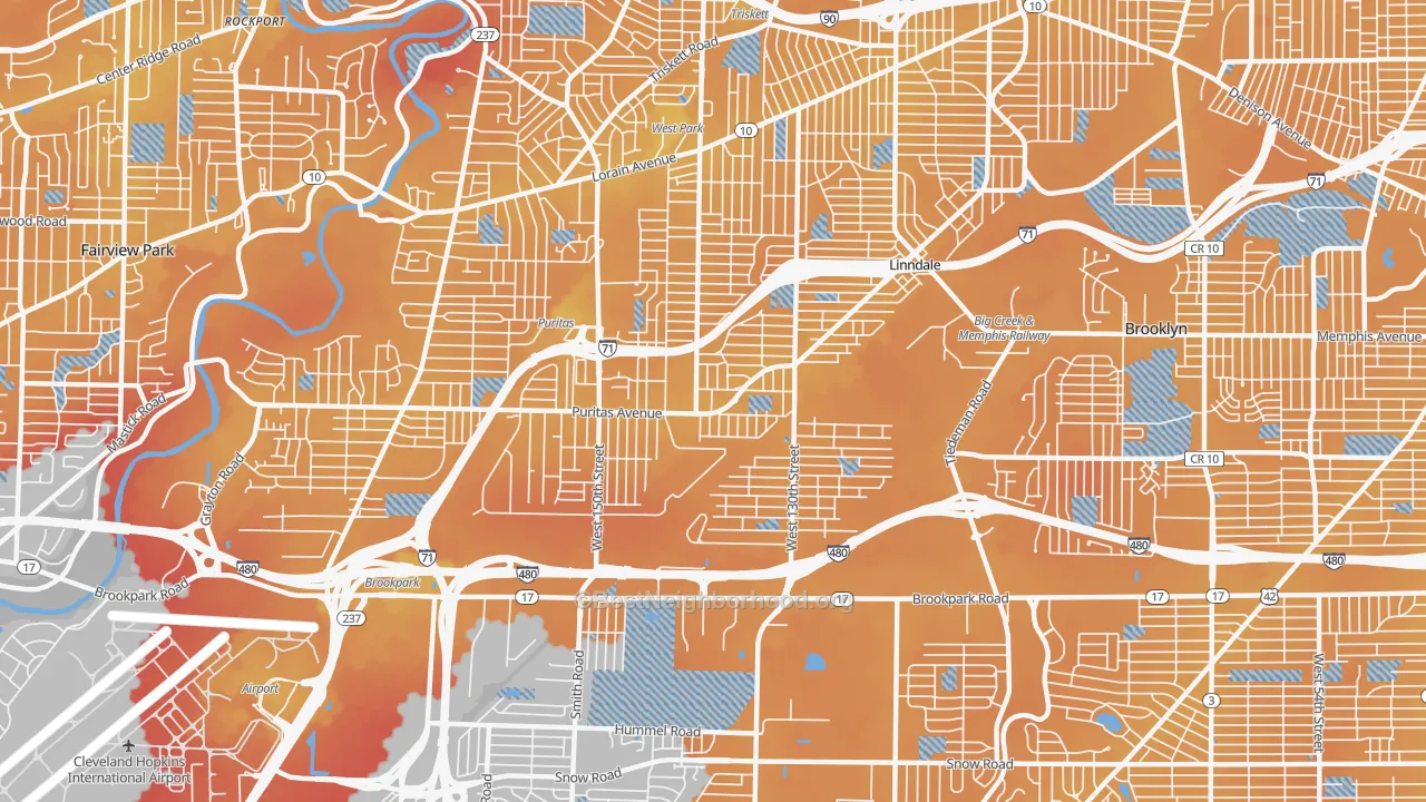 Transit Grade map of Puritas Longmead, Cleveland, OH
