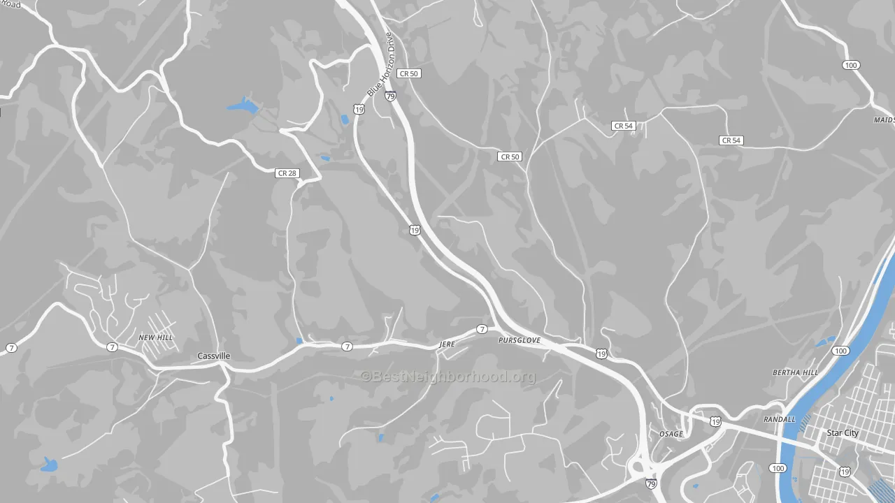 Transit Grade map of Pursglove, WV