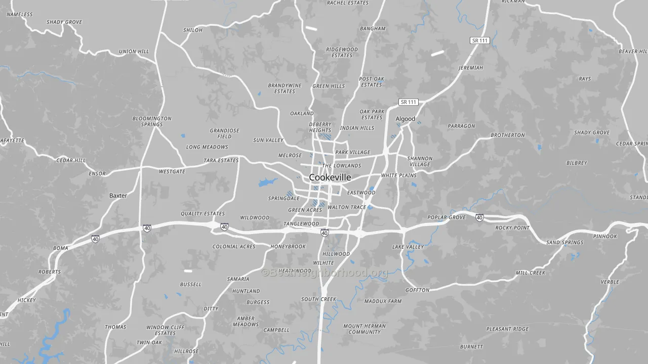 Transit Grade map of Putnam County, TN