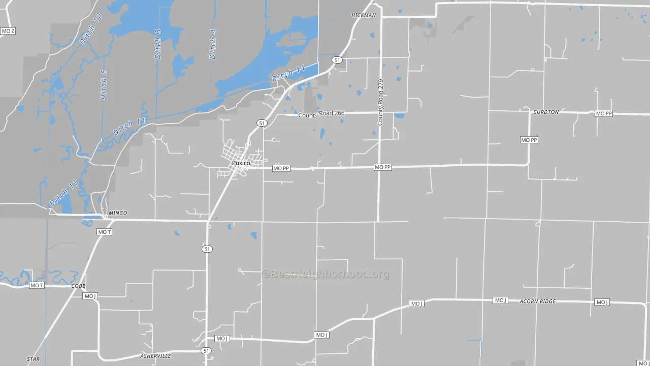 Transit Grade map of Puxico, MO