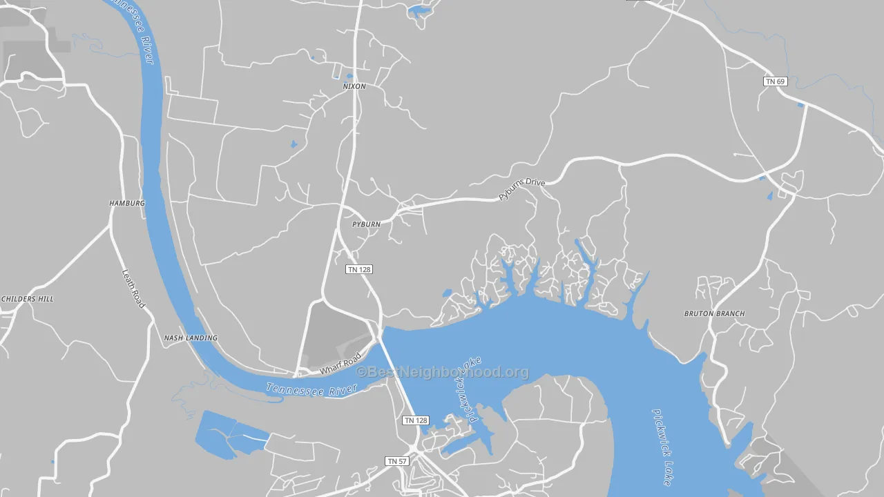 Transit Grade map of Pyburns, TN