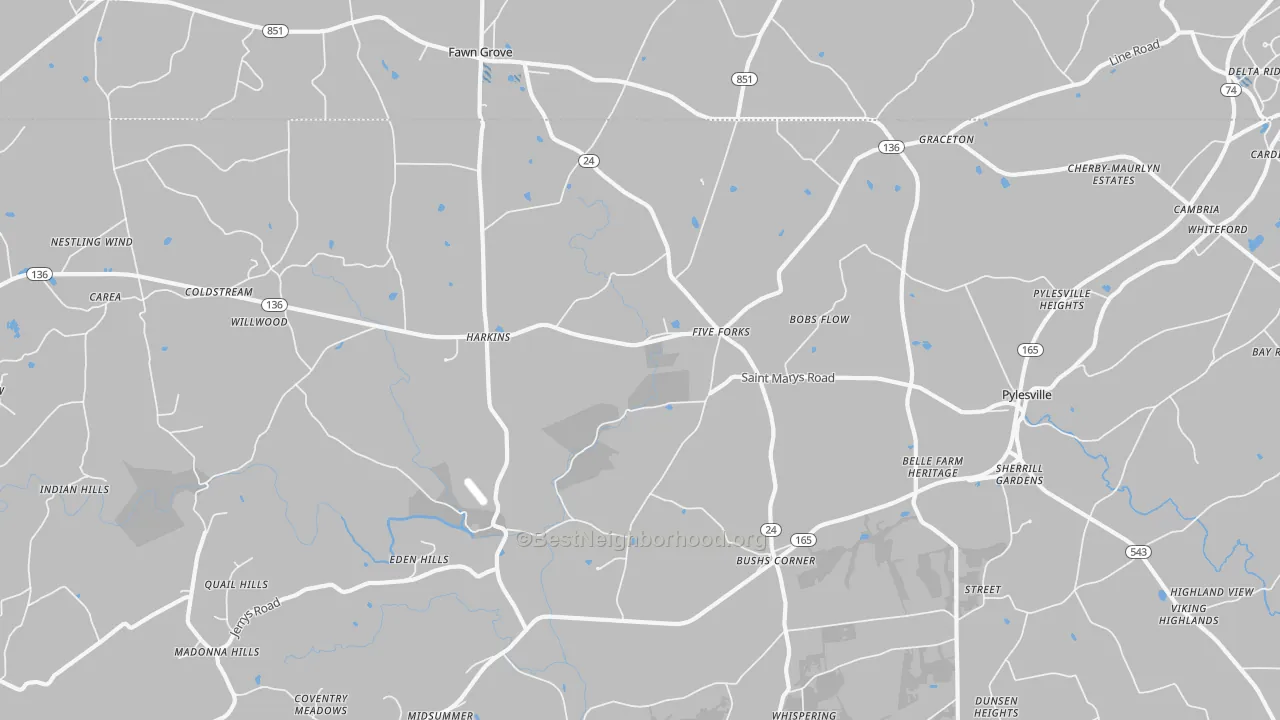 Transit Grade map of Pylesville, MD