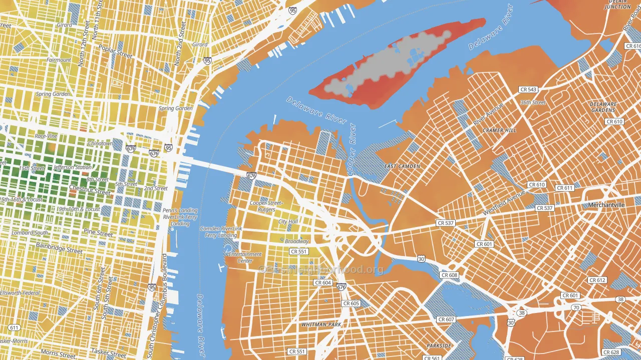 Transit Grade map of Pyne Poynt, Camden, NJ