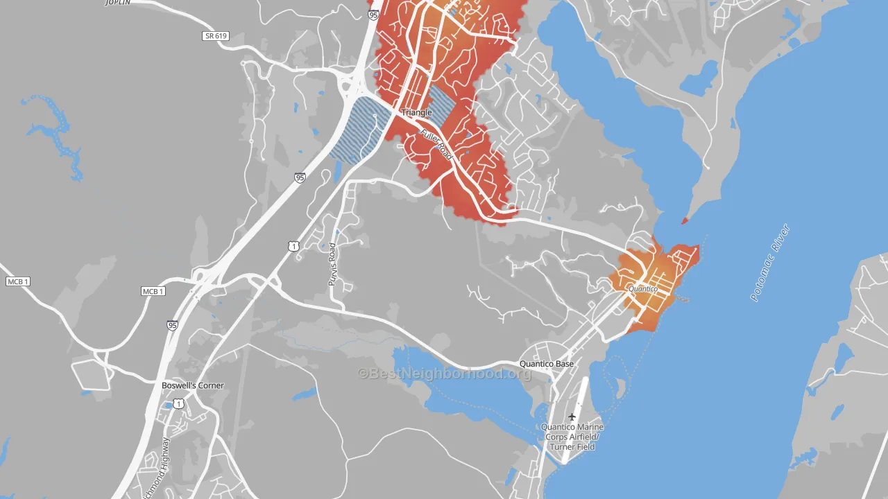Transit Grade map of Quantico Base, VA