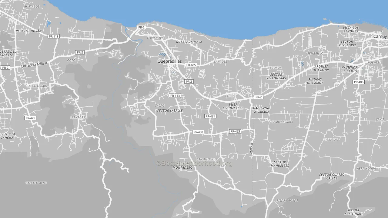 Transit Grade map of Quebradillas Municipio, PR