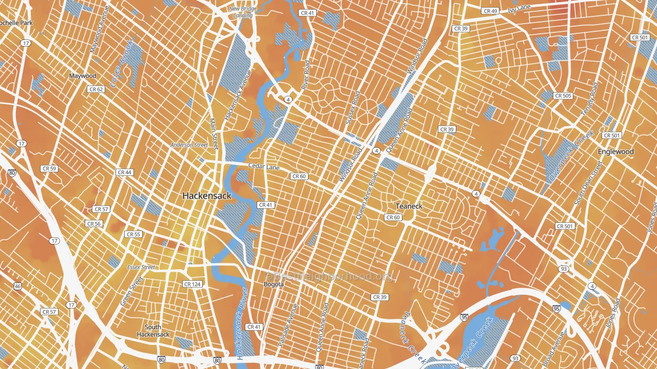 Transit Grade map of Queen Anne Park, Teaneck, NJ