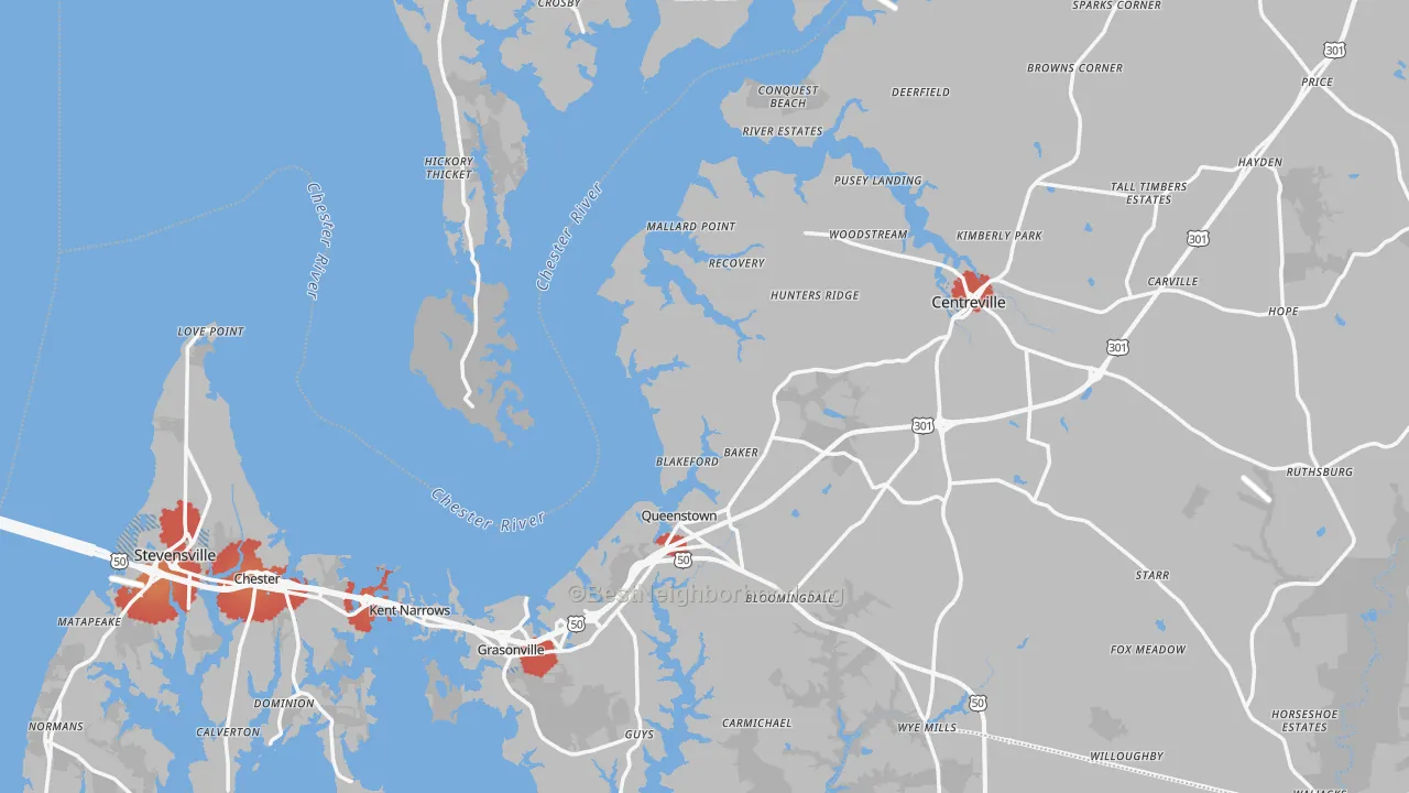 Transit Grade map of Queen Anne's County, MD