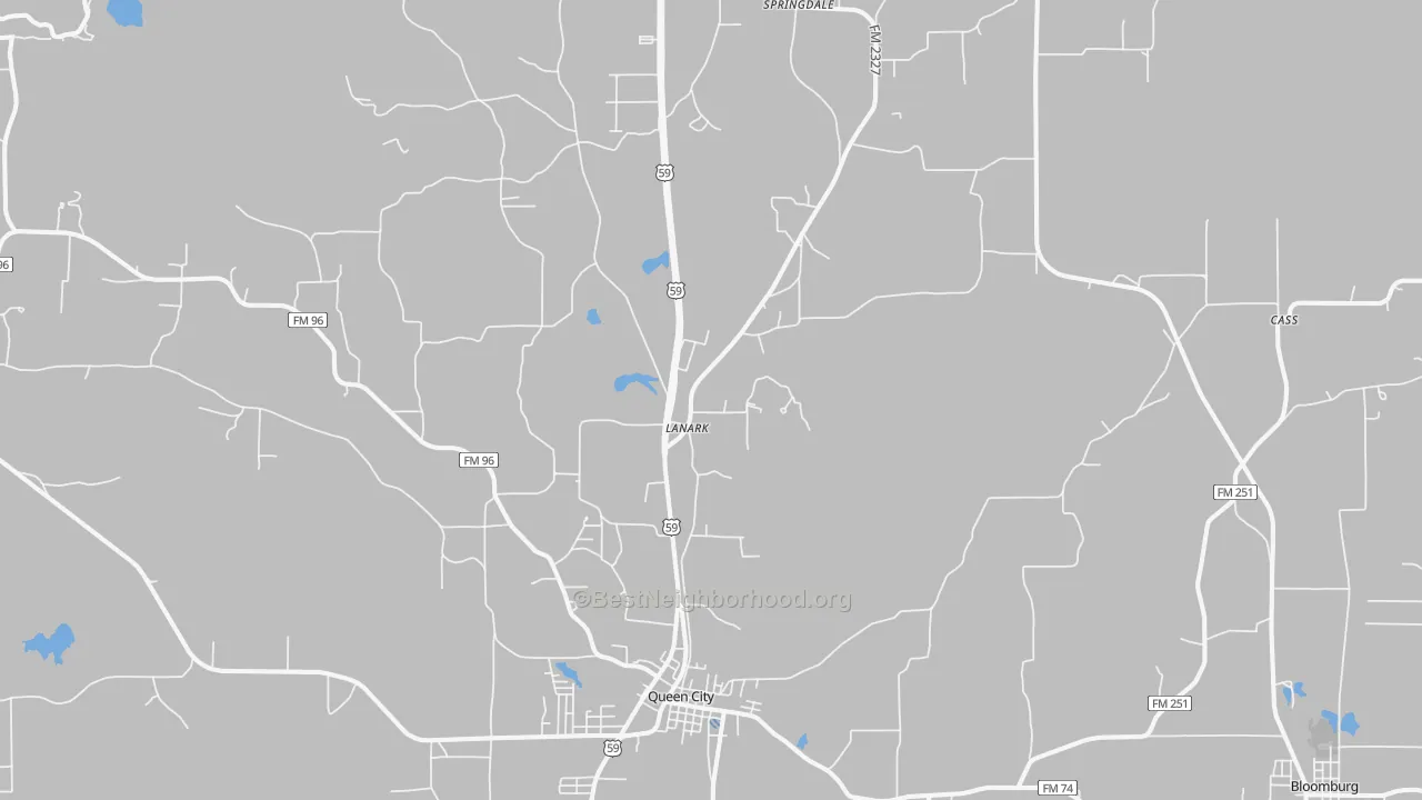 Transit Grade map of Queen City, TX
