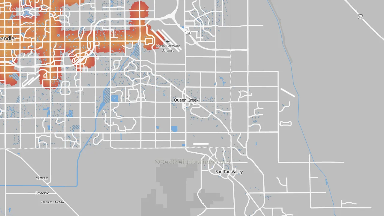 Transit Grade map of Queen Creek, AZ