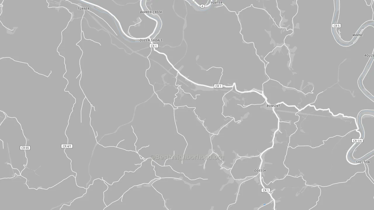 Transit Grade map of Queen Shoals, WV